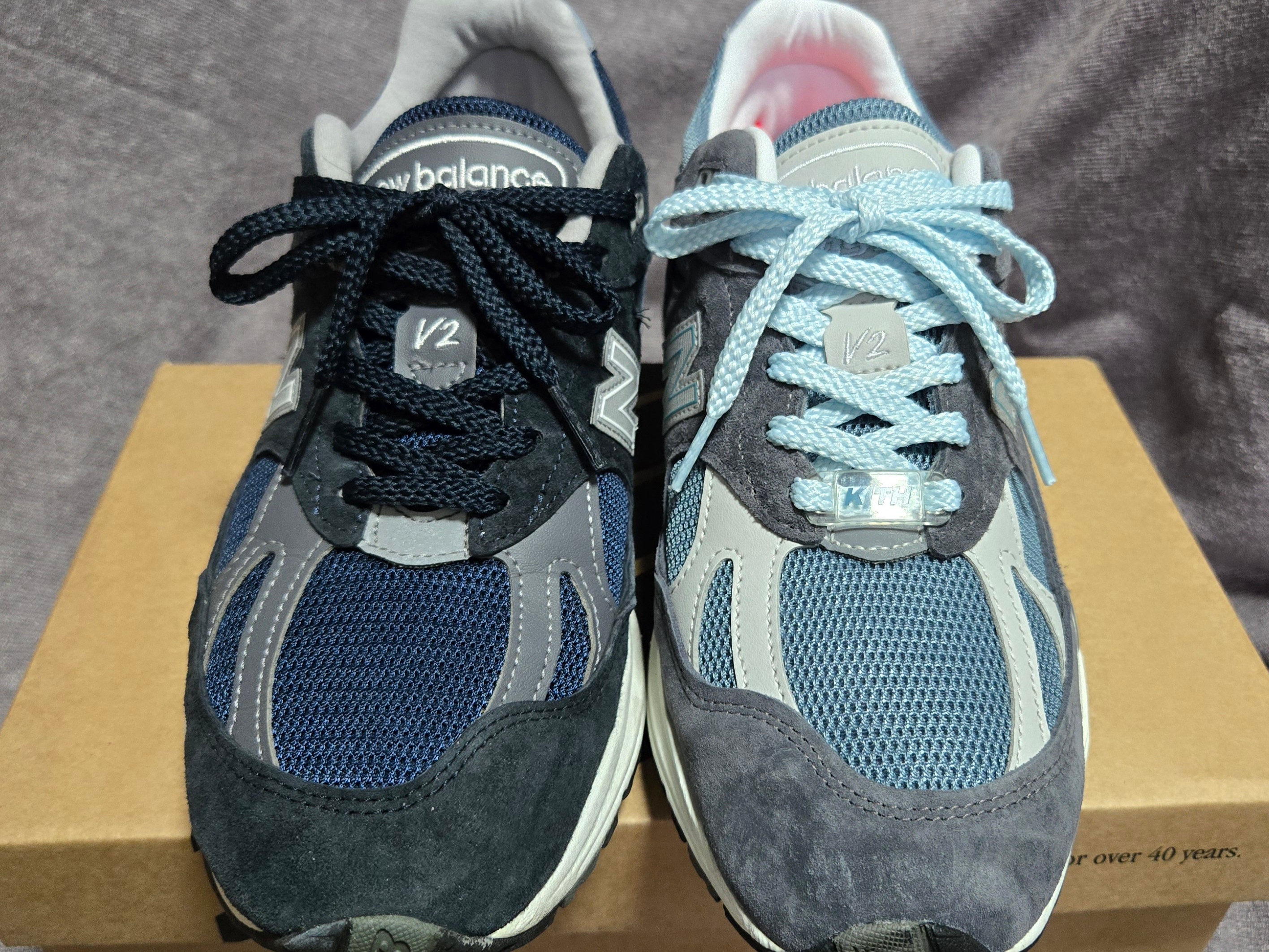New Balance x Kith 991v2 Made in UK Steel Blue Grey, New Balance 1300 Made in USA Steel Blue - D Standard 착용 스타일 - 4