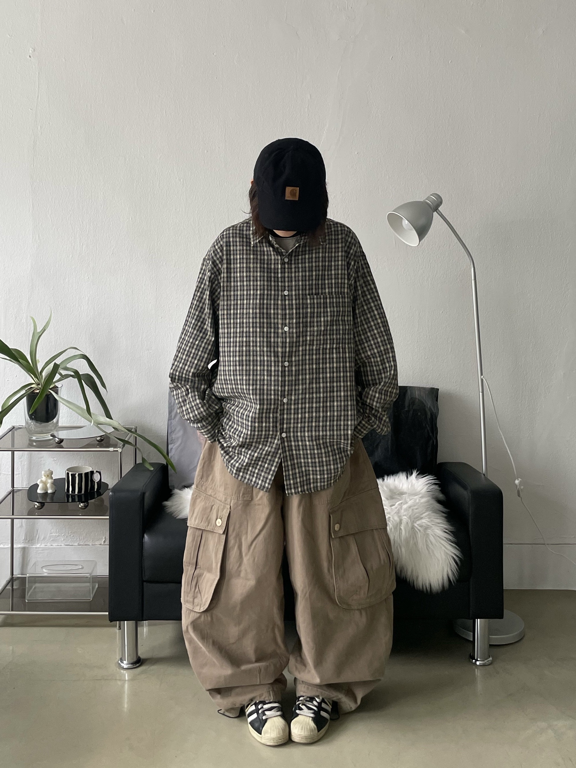 Carhartt Canvas Cap Black, Adidas Superstar Premium Black White 착용 스타일 - 2