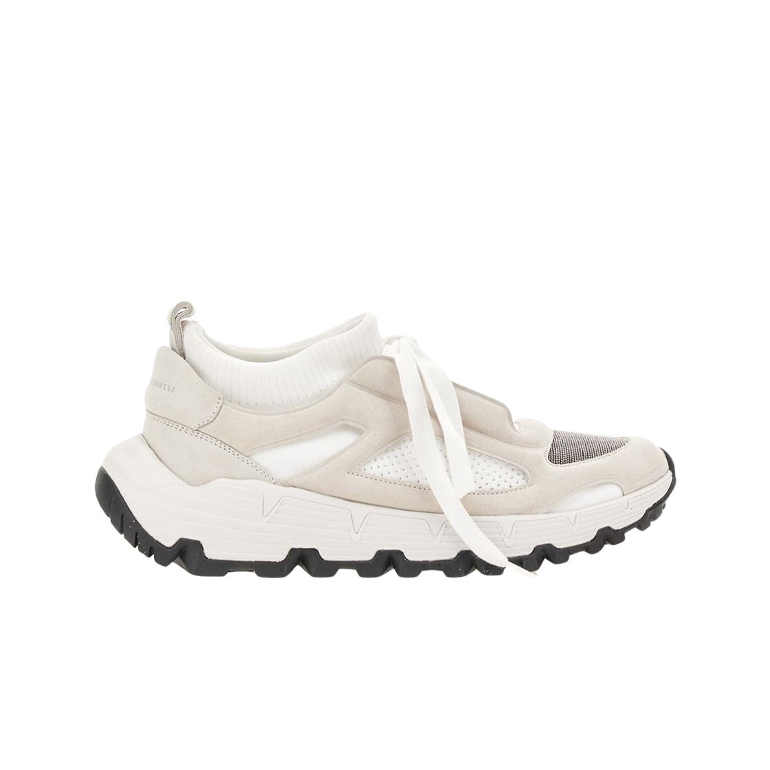 (W) 브루넬로 쿠치넬리 니트 스웨이드 스니커즈 화이트((W) Brunello Cucinelli Knit Suede Sneakers White) - 1