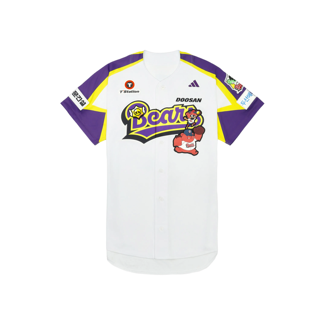 두산 베어스 x 브롤 스타즈 x 아디다스 어센틱 유니폼 퍼플 화이트 (논 마킹 버전) - KR 사이즈(Doosan Bears x Brawl Stars x Adidas Authentic Uniform Purple White (Non Marking Ver.) - KR Sizing)
