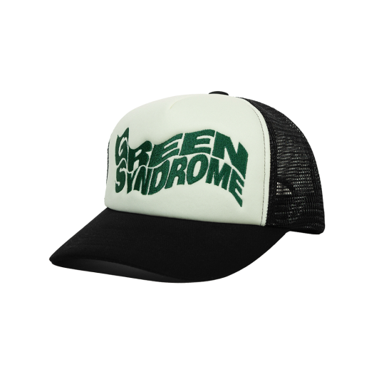 GS25HW018BKGOS Green Syndrome Weird Logo Mesh Trucker Cap Black Green