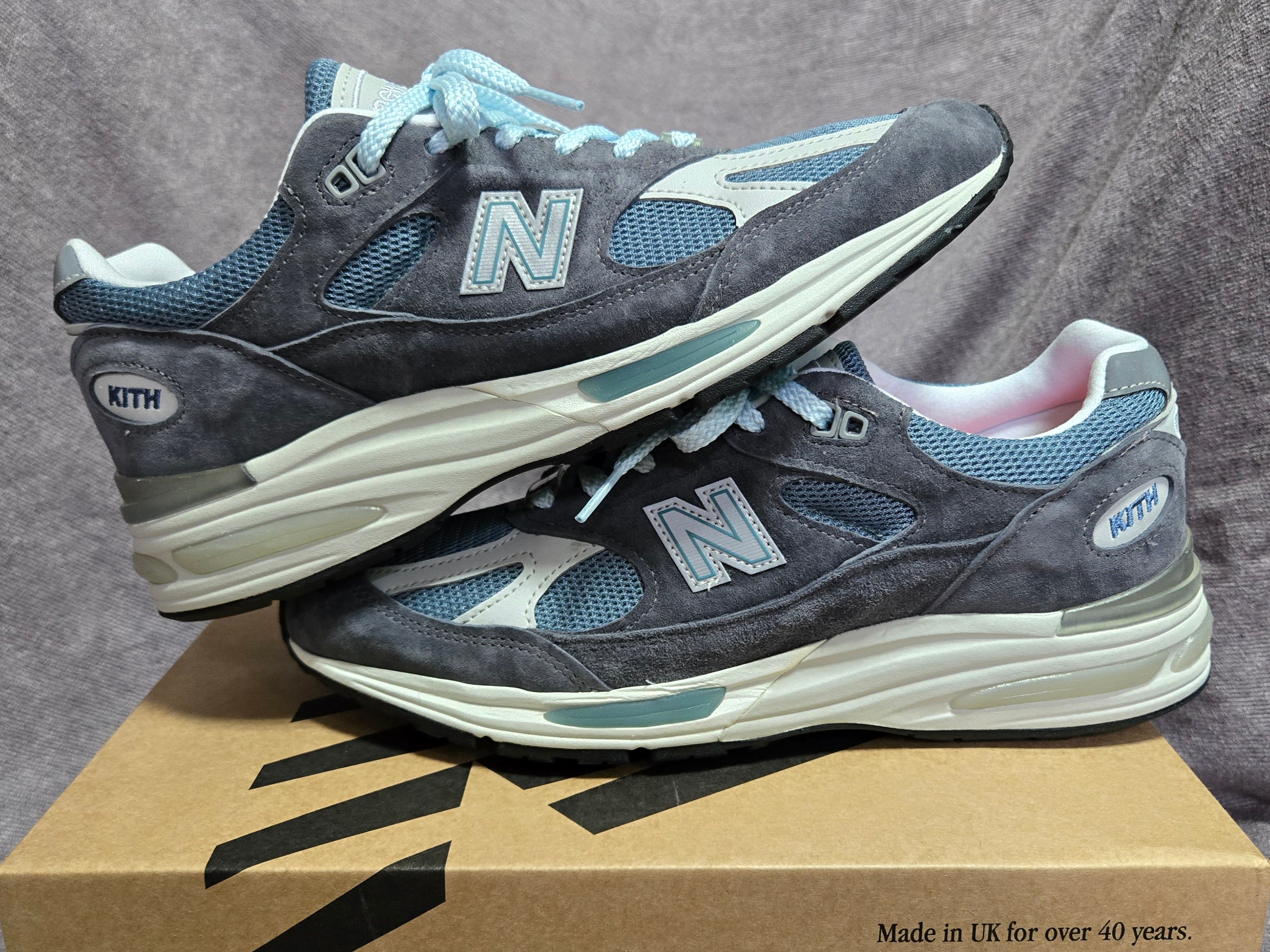 New Balance x Kith 991v2 Made in UK Steel Blue Grey, New Balance 1300 Made in USA Steel Blue - D Standard 착용 스타일 - 1