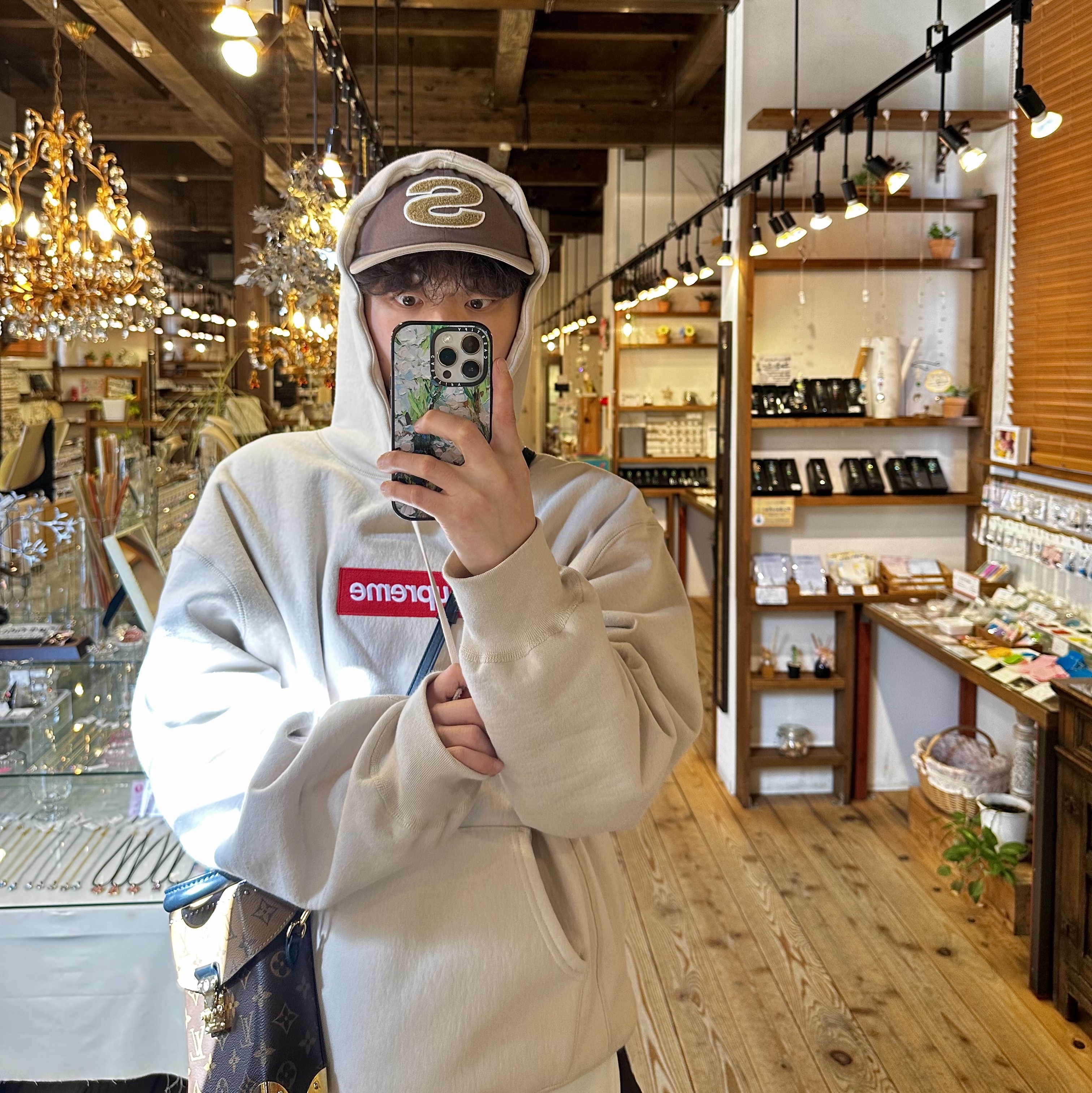 Stussy Chenille S Low Pro Cap Brown, Supreme Box Logo Hooded Sweatshirt Stone - 24FW 착용 스타일