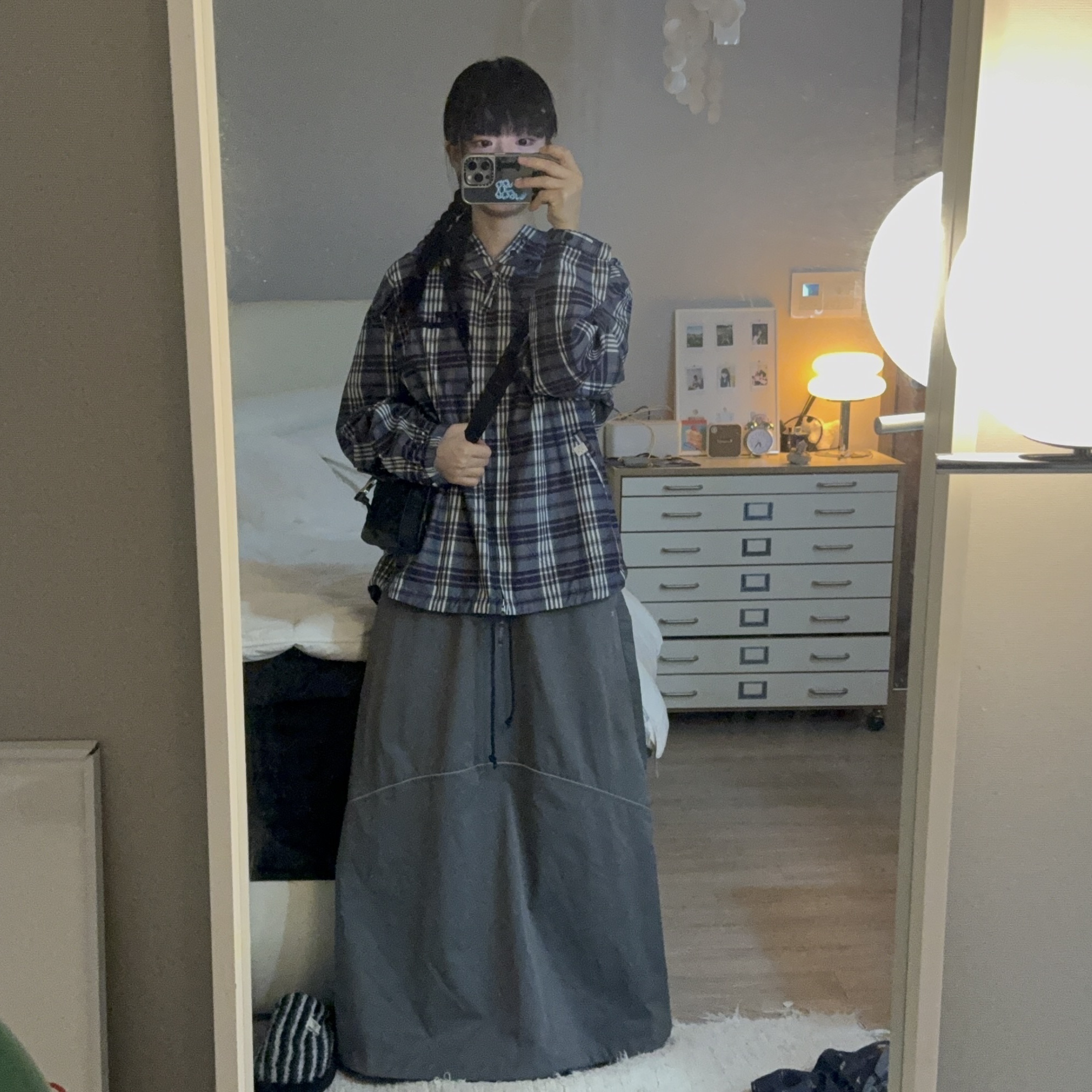 오헤시오 후드 아노락 네이비 착용 스타일