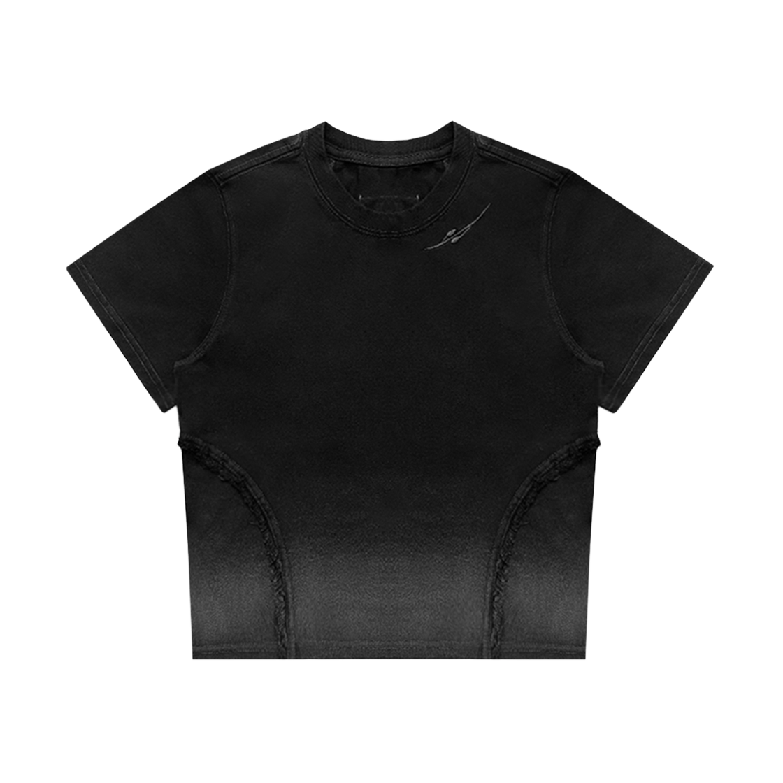 비엘알 디스트로이드 그라데이션 워시드 숏슬리브 티셔츠 블랙((W) BLR Destroyed Gradation Washed Short Sleeve T-Shirt Black)
