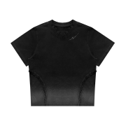 (W) BLR Destroyed Gradation Washed Short Sleeve T-Shirt Black
