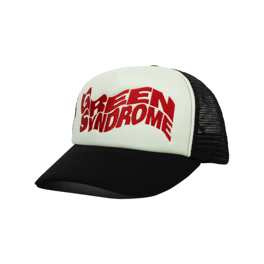 GS25HW017BKROS Green Syndrome Weird Logo Mesh Trucker Cap Black Red