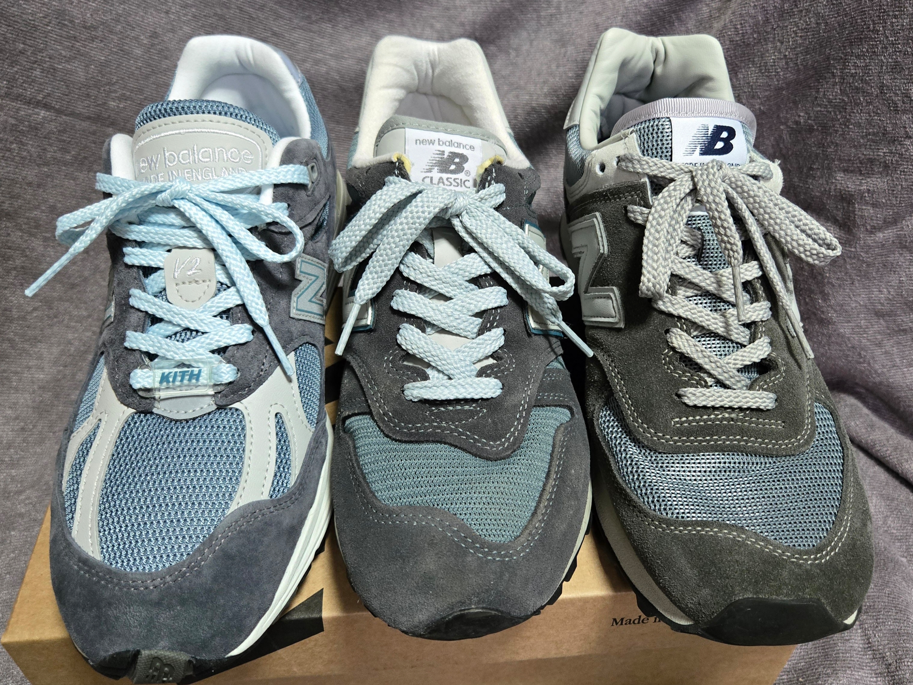 New Balance x Kith 991v2 Made in UK Steel Blue Grey, New Balance 1300 Made in USA Steel Blue - D Standard 착용 스타일 - 3