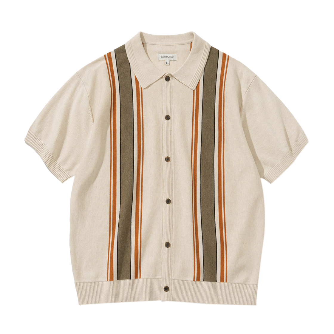 유니폼브릿지 카라 숏슬리브 니트 가디건 라이트 베이지