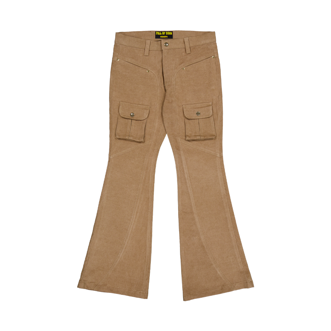 25SS-05(1912505) Full of Ssun Curved Cargo Flare Pants Beige