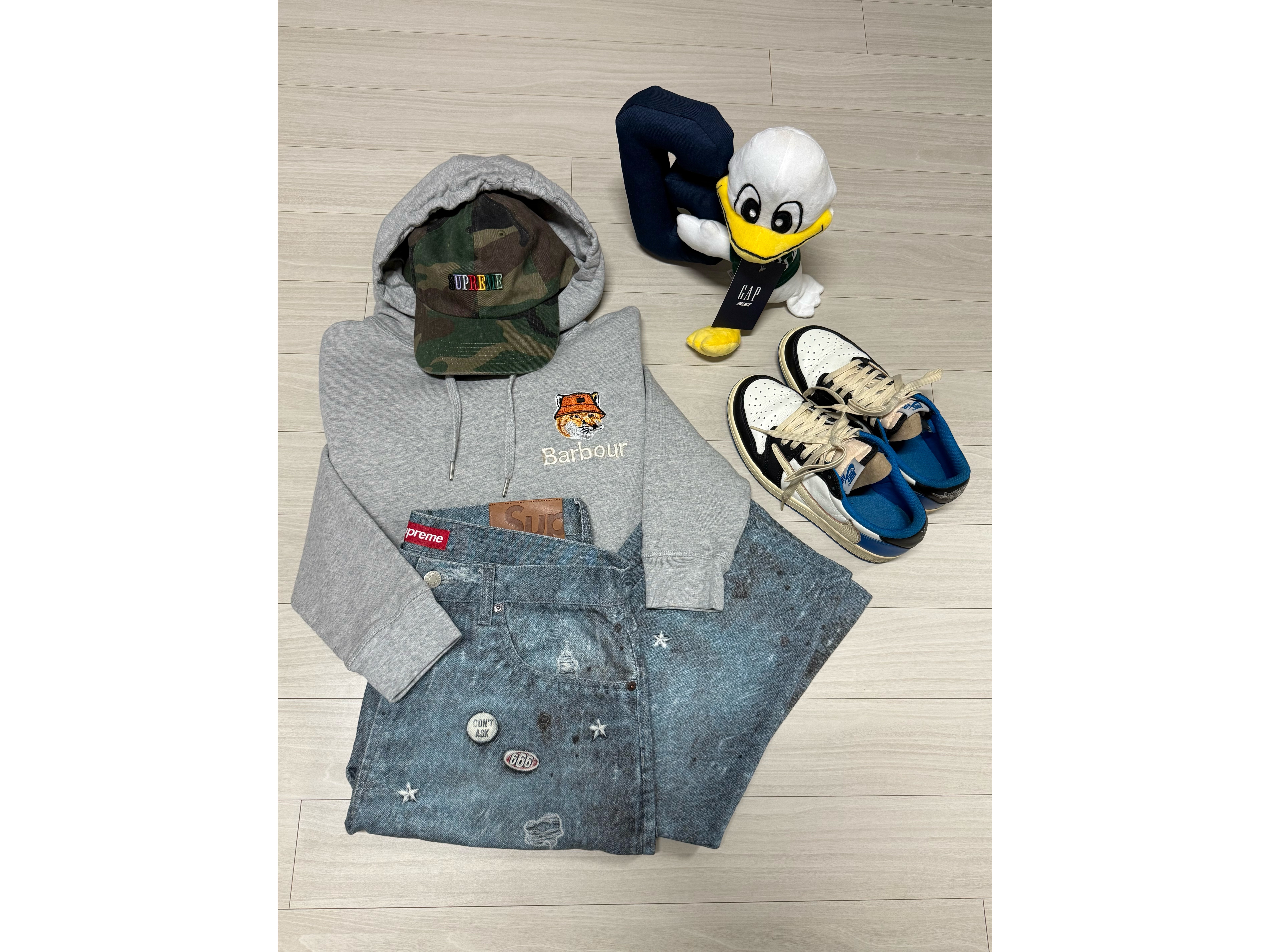 Supreme Pigment Dye 6-Panel Black - 25SS, Stussy x Noma t.d. Big OL' Jean Washed Black 착용 스타일 - 2