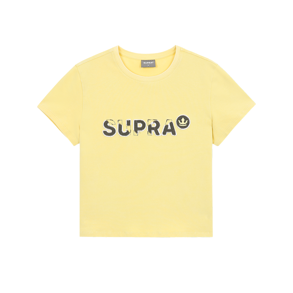 WWRS91653-YEL Supra Women's Logo Point Crop T-shirt Yellow - 대표 이미지 #1