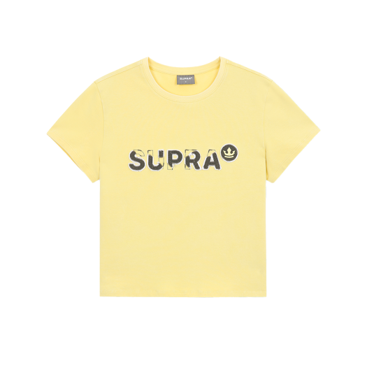 WWRS91653-YEL Supra Women's Logo Point Crop T-shirt Yellow