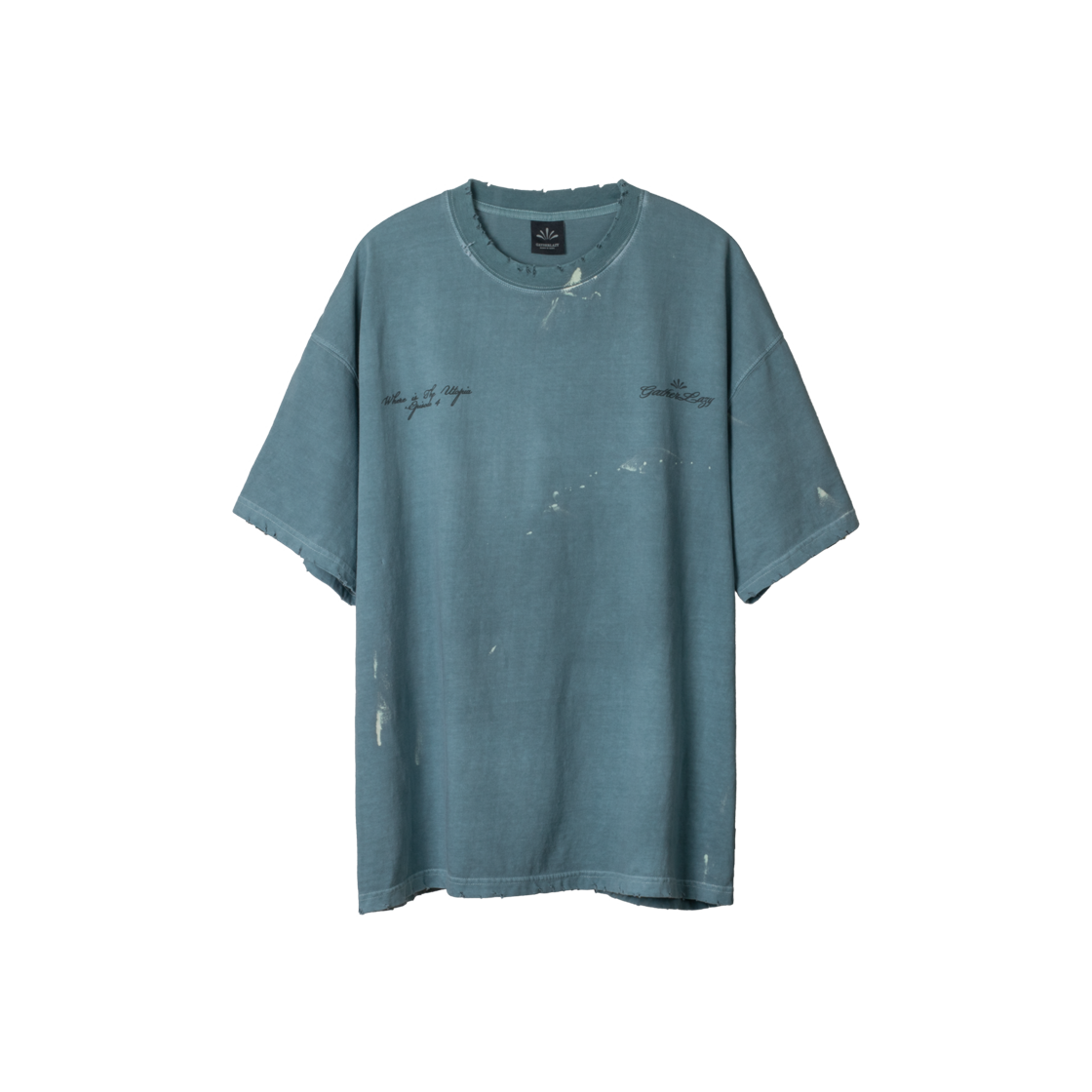 게더레이지 에메랄드 워싱 데미지 티(Gatherlazy Emerald Washing Damage T)