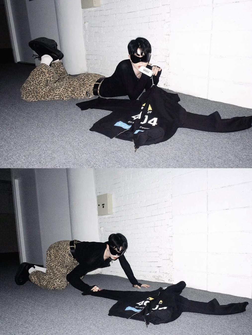 그레일즈 에러 404 집 후디 블랙 착용 스타일 - 2