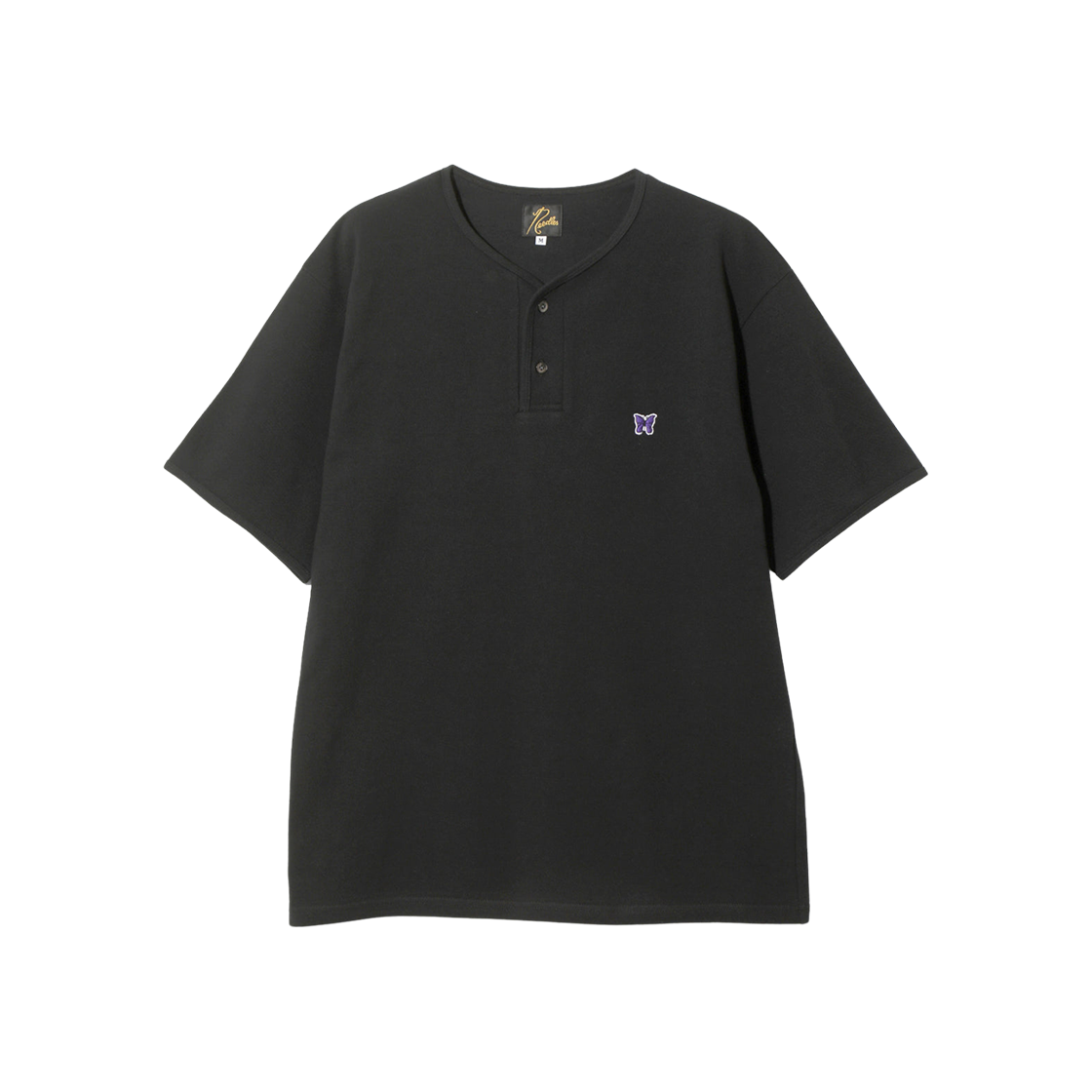 니들스 코튼 피케 헨리 넥 티셔츠 블랙(Needles Cotton Pique Henry Neck T-Shirt Black)