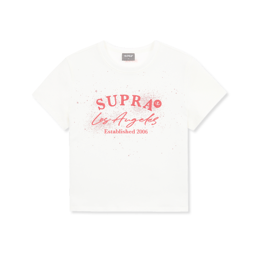 WWRS91753-WHS Supra Women's Spray Graphic Point Crop T-Shirt White