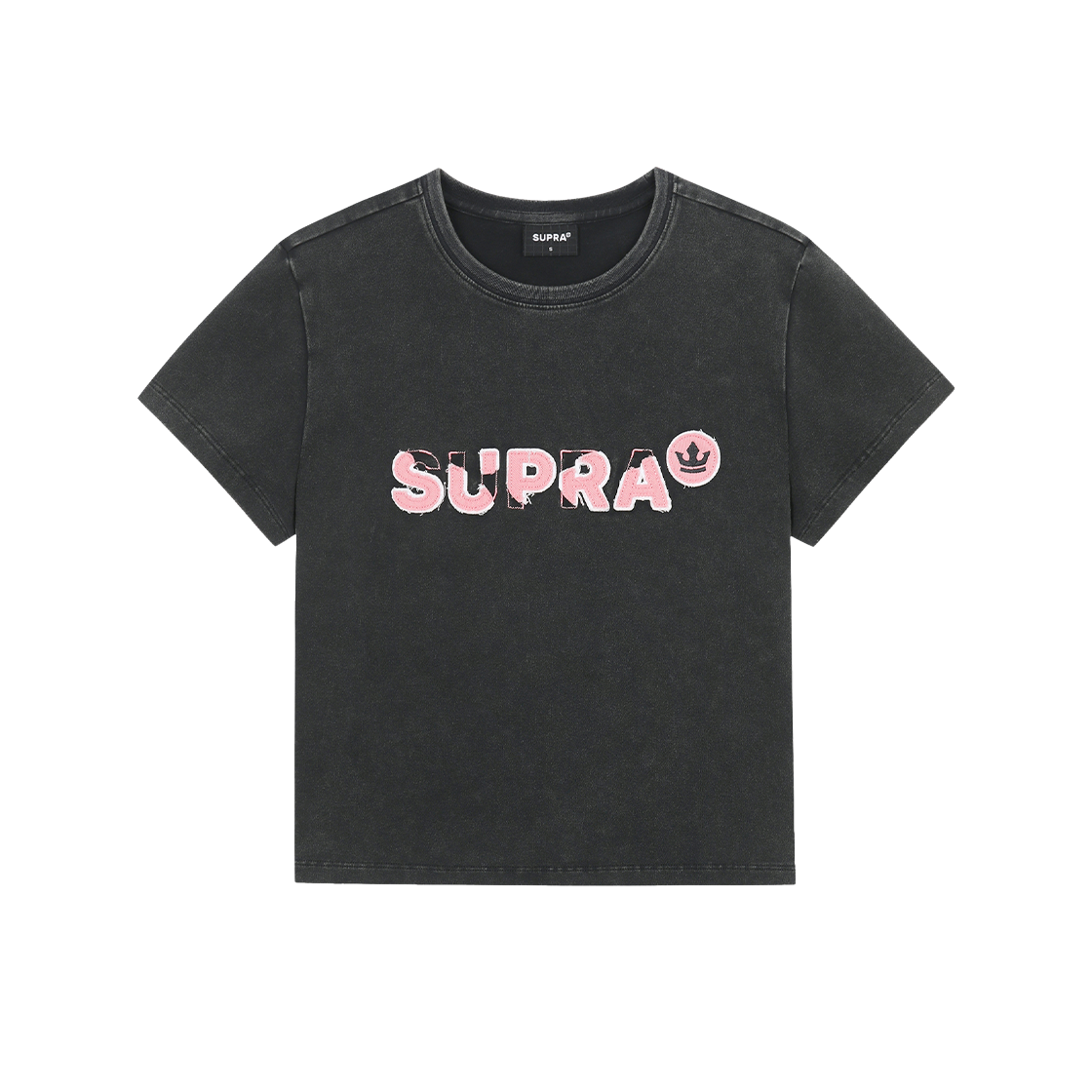 WWRS91653-BKS Supra Women's Logo Point Crop T-shirt Black - 대표 이미지 #1