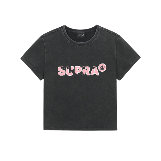 WWRS91653-BKS Supra Women's Logo Point Crop T-shirt Black