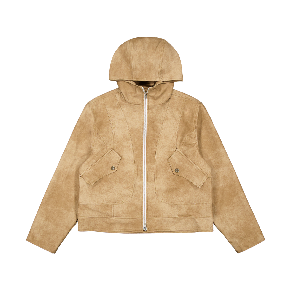풀오브썬 커브드 후드 레더 자켓 베이지(Full of Ssun Curved Hood Leather Jacket Beige)