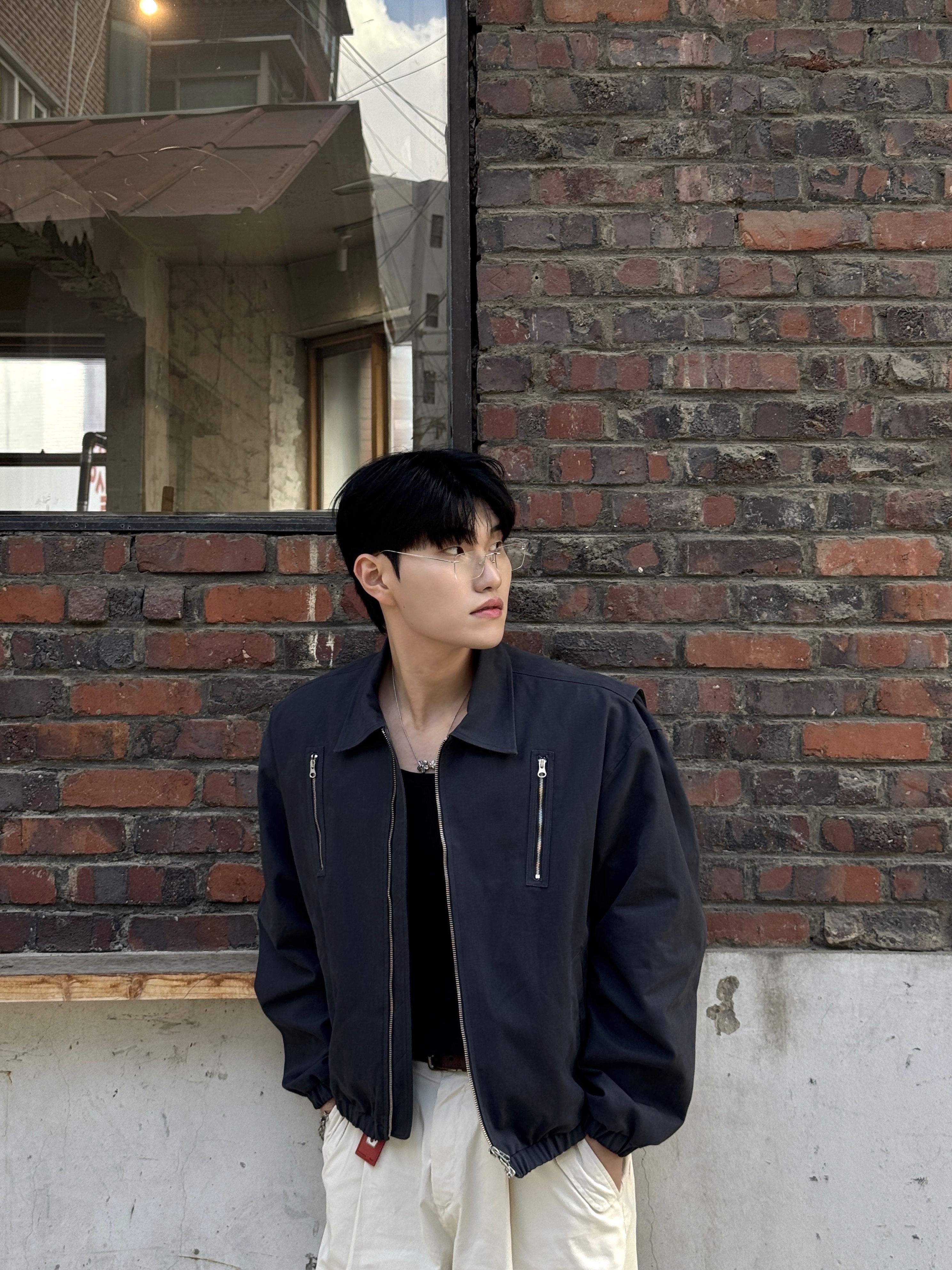 noun Zipper Jacket Charcoal 착용 스타일 - 4