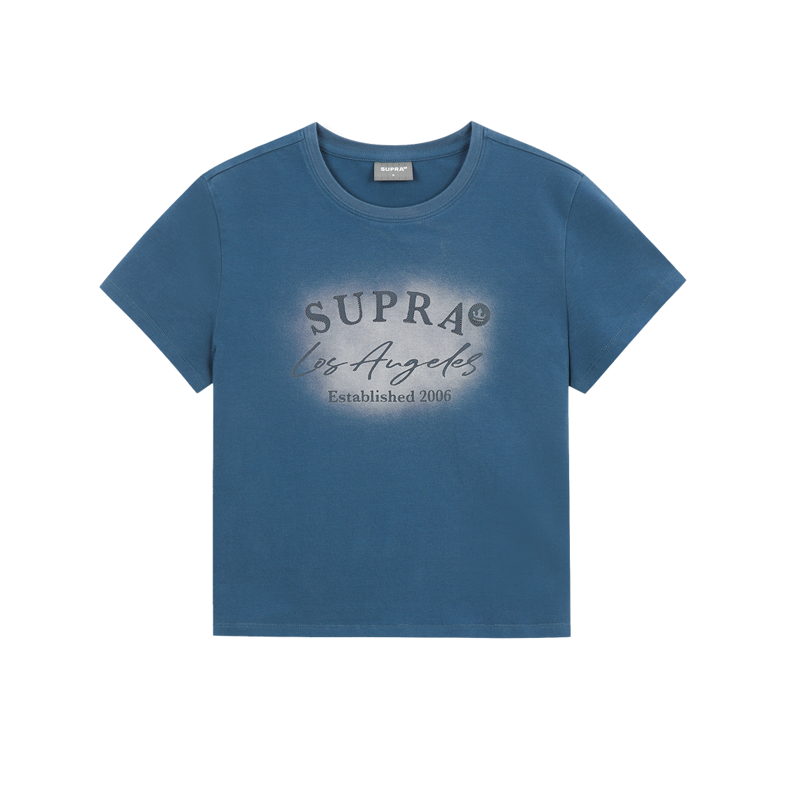 WWRS91753-BLS Supra Women's Spray Graphic Point Crop T-Shirt Blue - 대표 이미지 #1