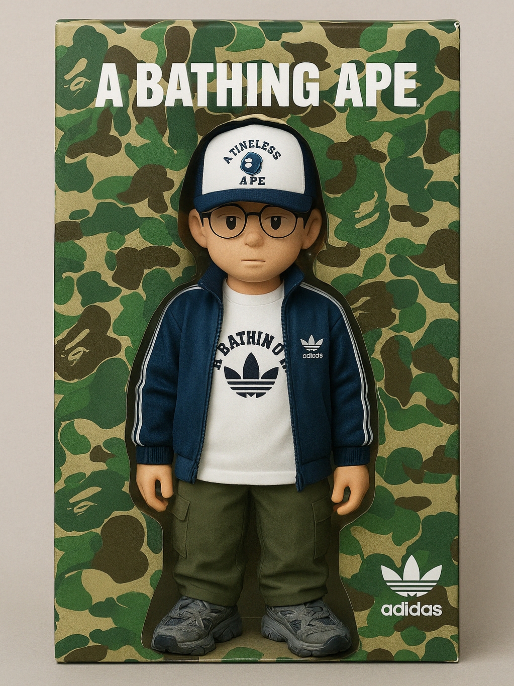 BAPE x JJJJound College Mesh Cap White Navy, Adidas Adicolor Denim Firebird Track Top Medium Blue Denim - KR Sizing 착용 스타일