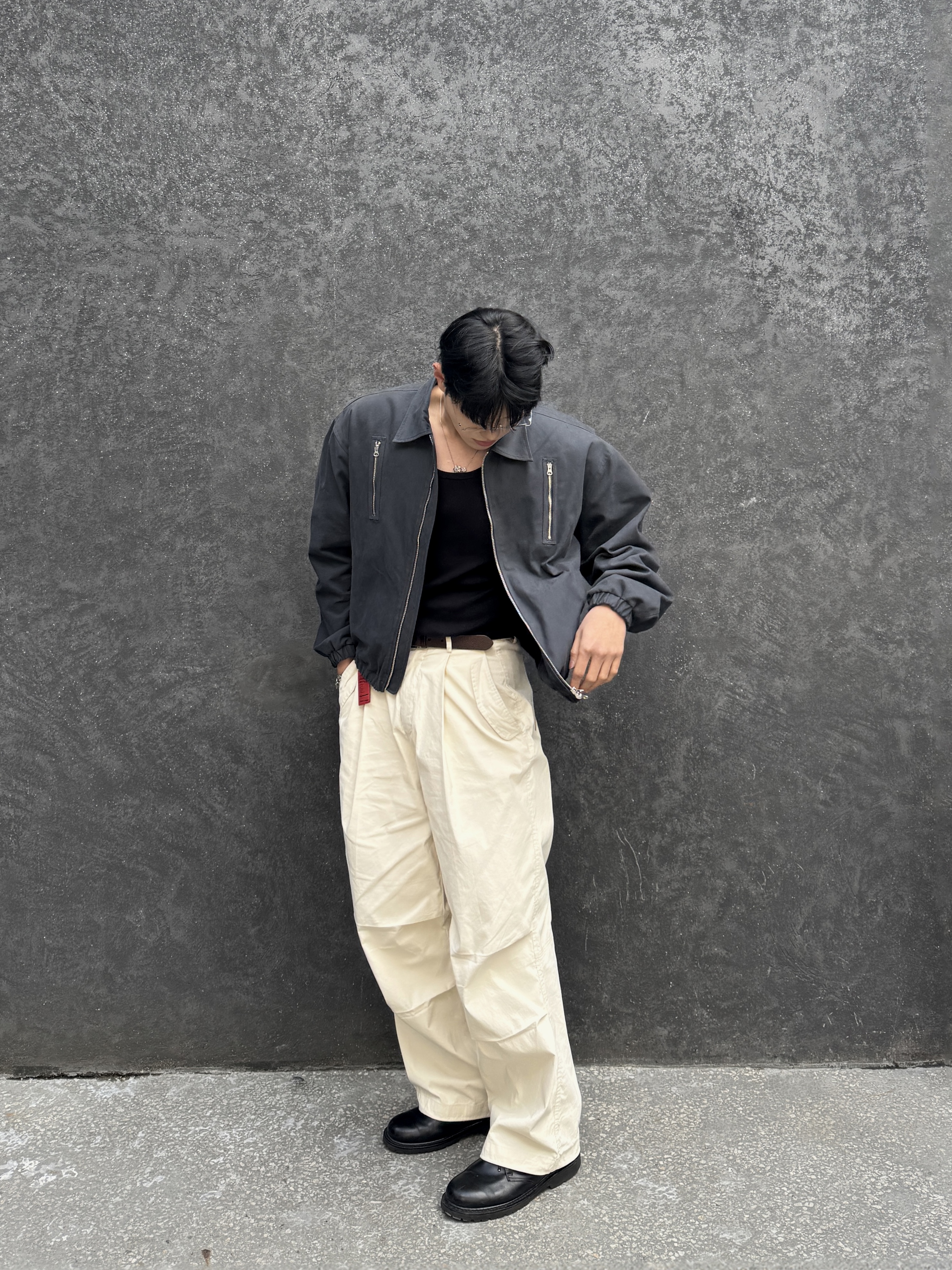 noun Zipper Jacket Charcoal 착용 스타일 - 2