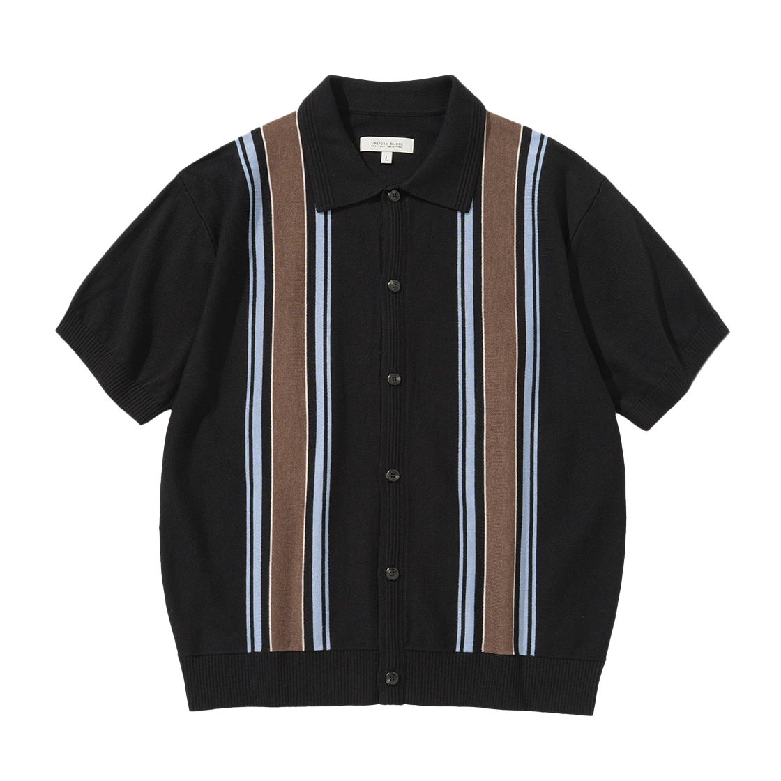 유니폼브릿지 카라 숏슬리브 니트 가디건 블랙