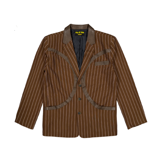 25SS-13(1912513) Full of Ssun Circle Leather Patch Blazer Stripe Brown