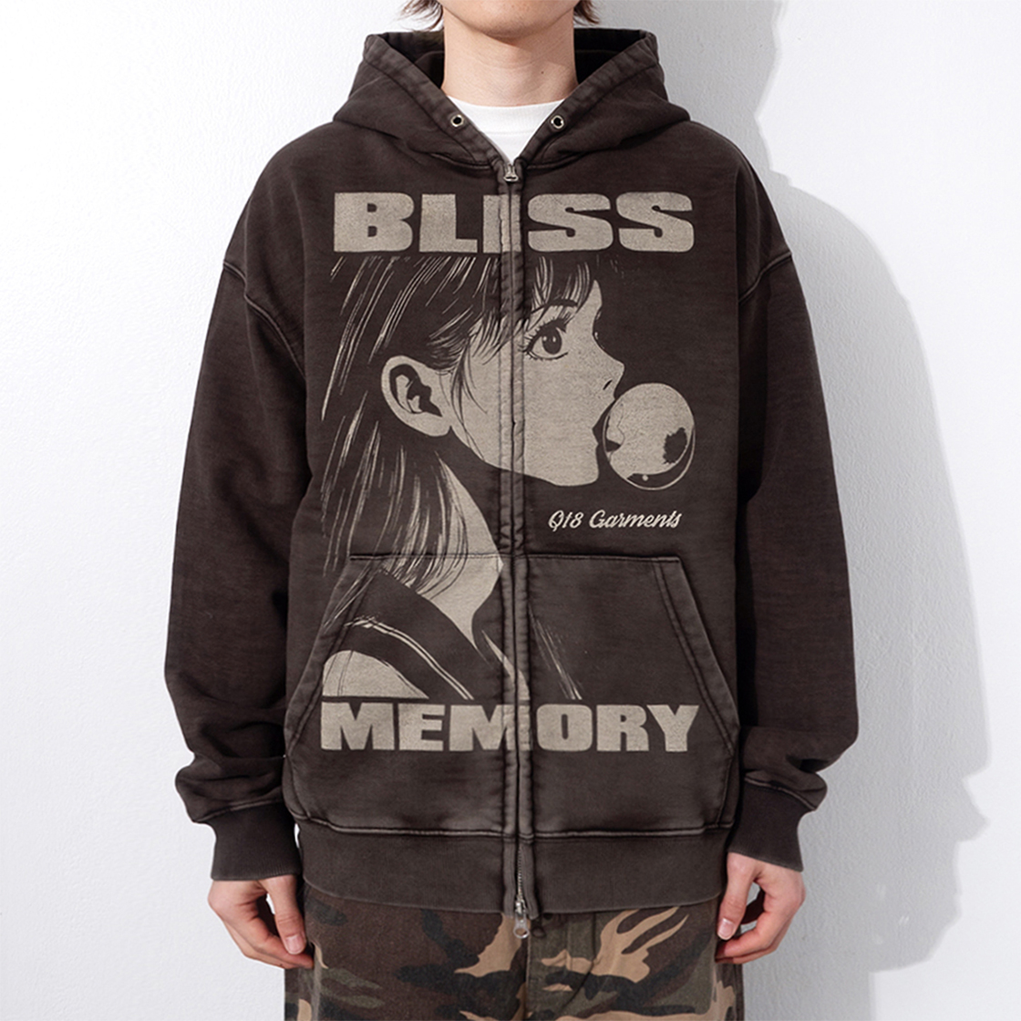 큐티에잇 가먼츠 블리스 워시드 집업 후디 블랙(QT8 GARMENTS Bliss Washed Zip-up hoodie Black) - 3