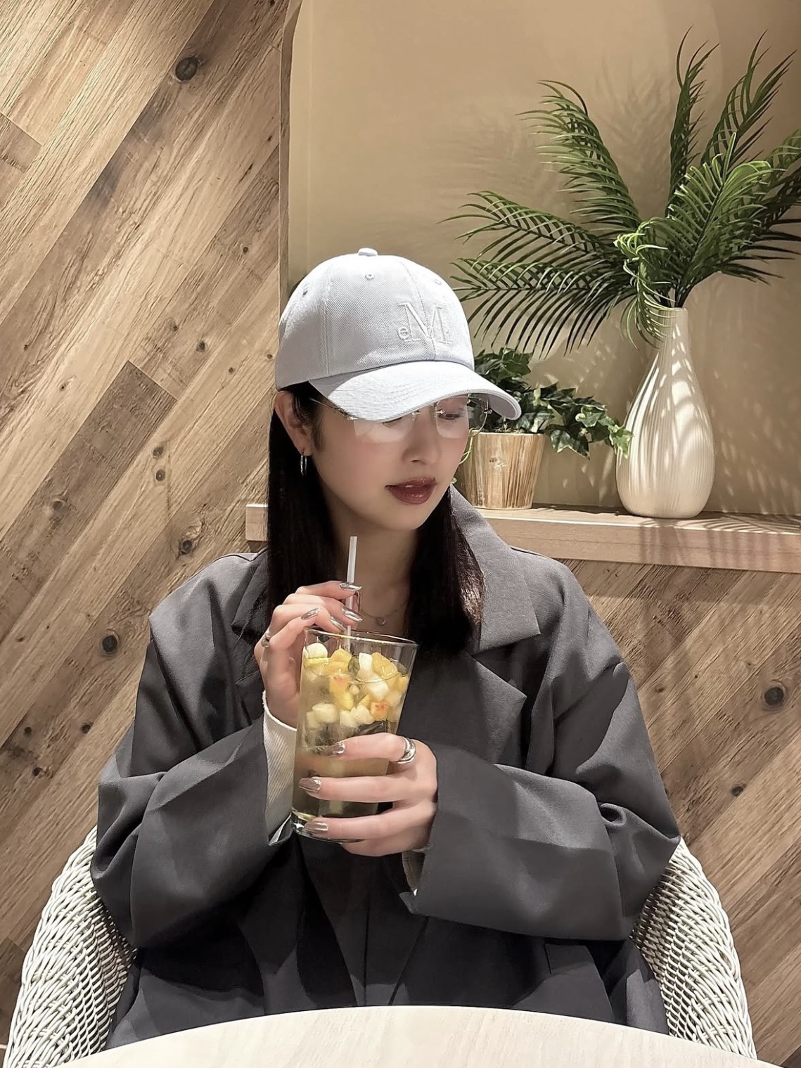 MUCENT Signature Ballcap Grayish blue 착용 스타일 - 1