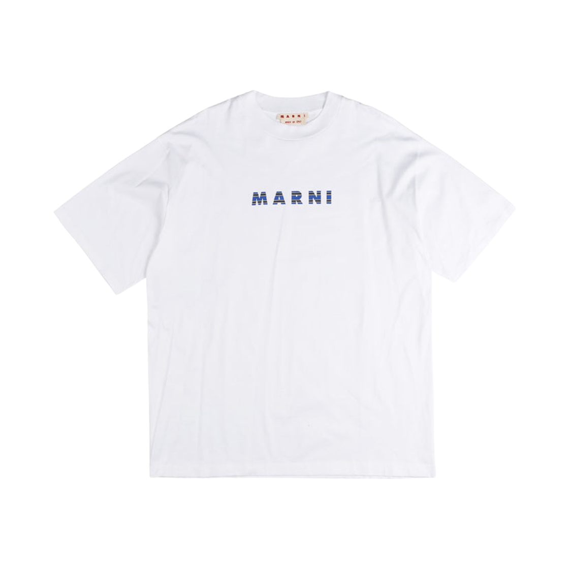 마르니 프린티트 스트라이프 로고 티셔츠 릴리 화이트(Marni Printed Stripes Logo T-Shirt Lily White)