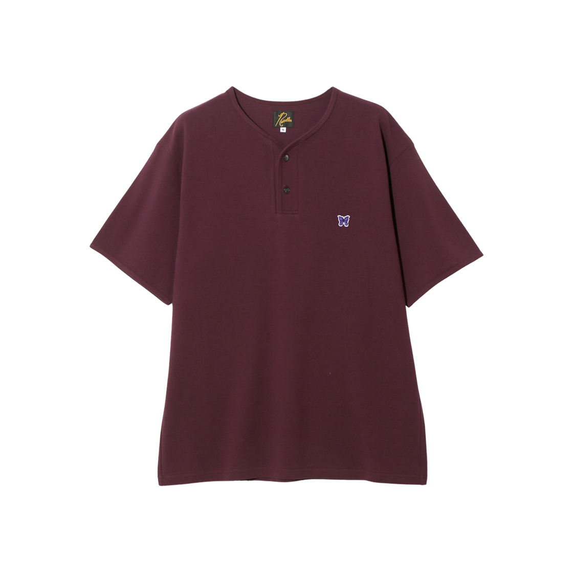 QV355B Needles Cotton Pique Henry Neck T-Shirt Bordeaux