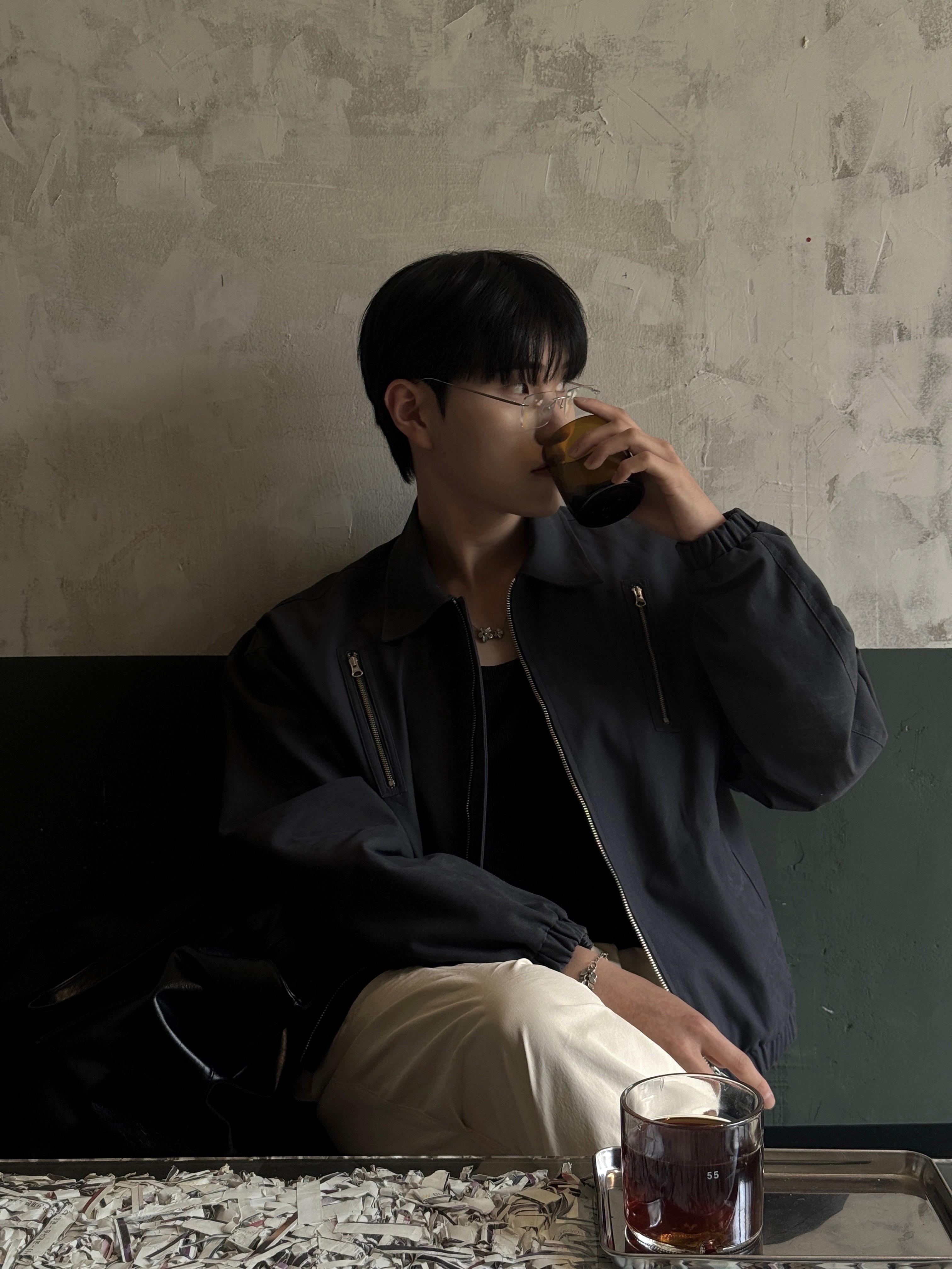 noun Zipper Jacket Charcoal 착용 스타일 - 5