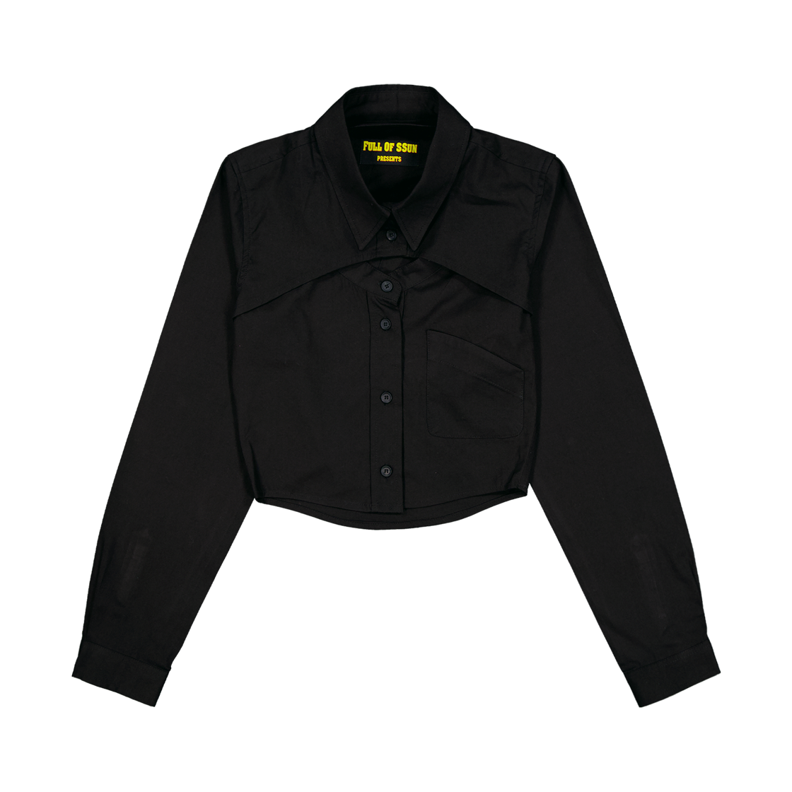 25SS-19(1912519) Full of Ssun Crop Double Collar Shirts Black