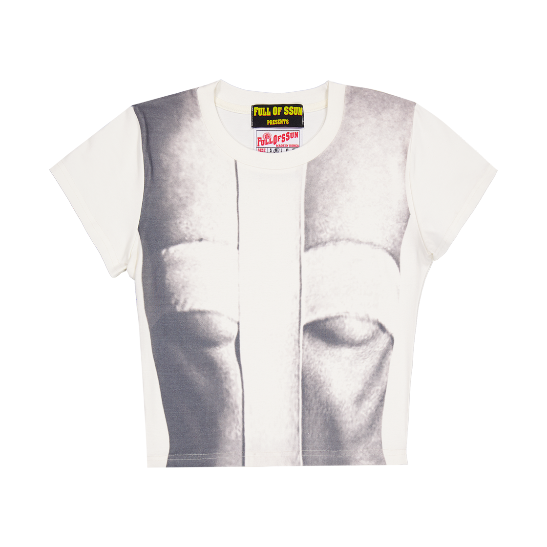 풀오브썬 트롱프뢰유 바디 본디지 크롭 티셔츠(Full of Ssun Trompe l'oeil Body Bondage Crop T-Shirts White)