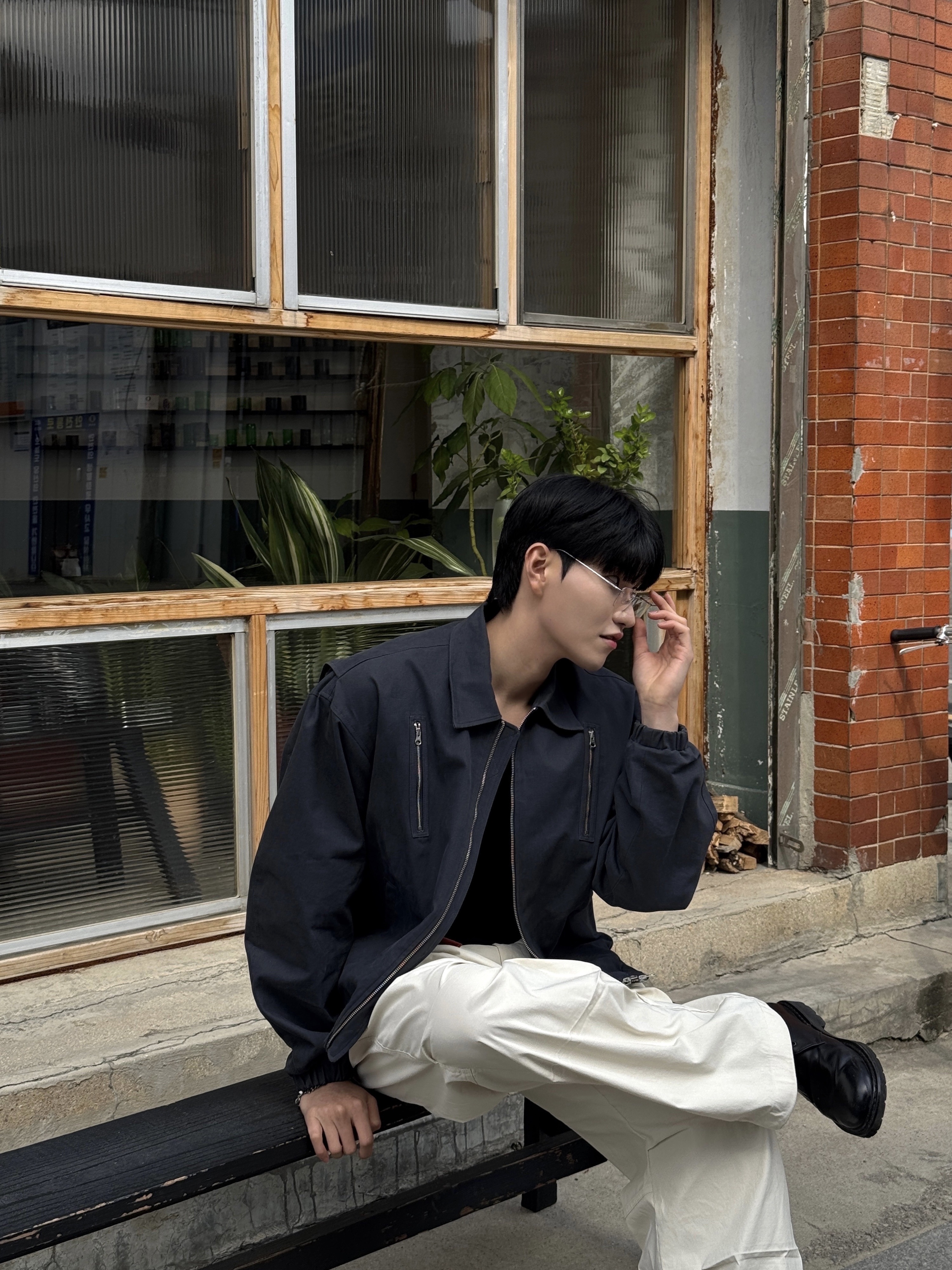 noun Zipper Jacket Charcoal 착용 스타일 - 3