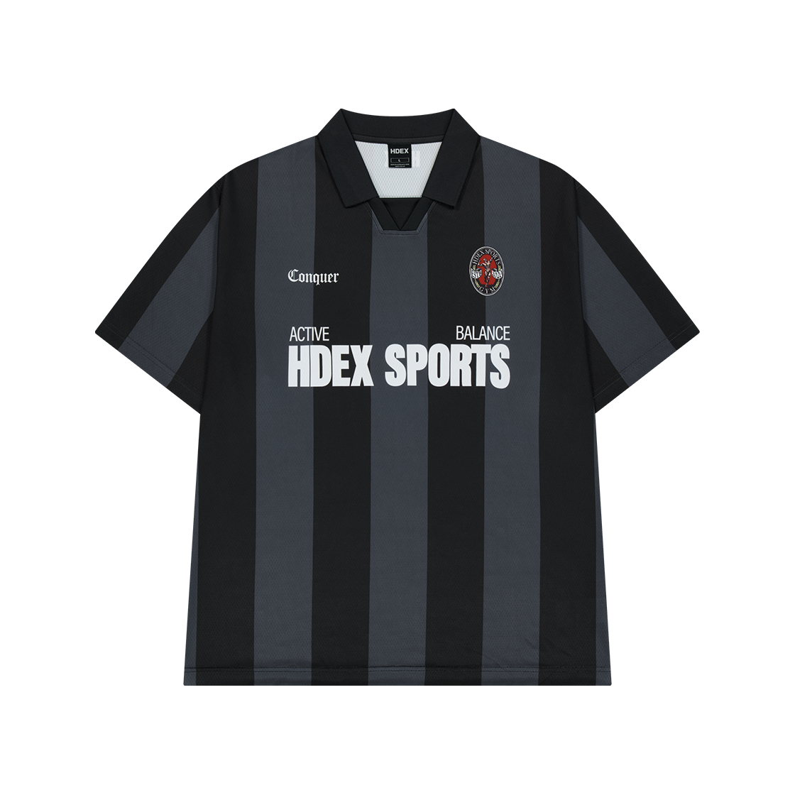 에이치덱스 스트라이프 저지 유니폼 숏 슬리브 블랙