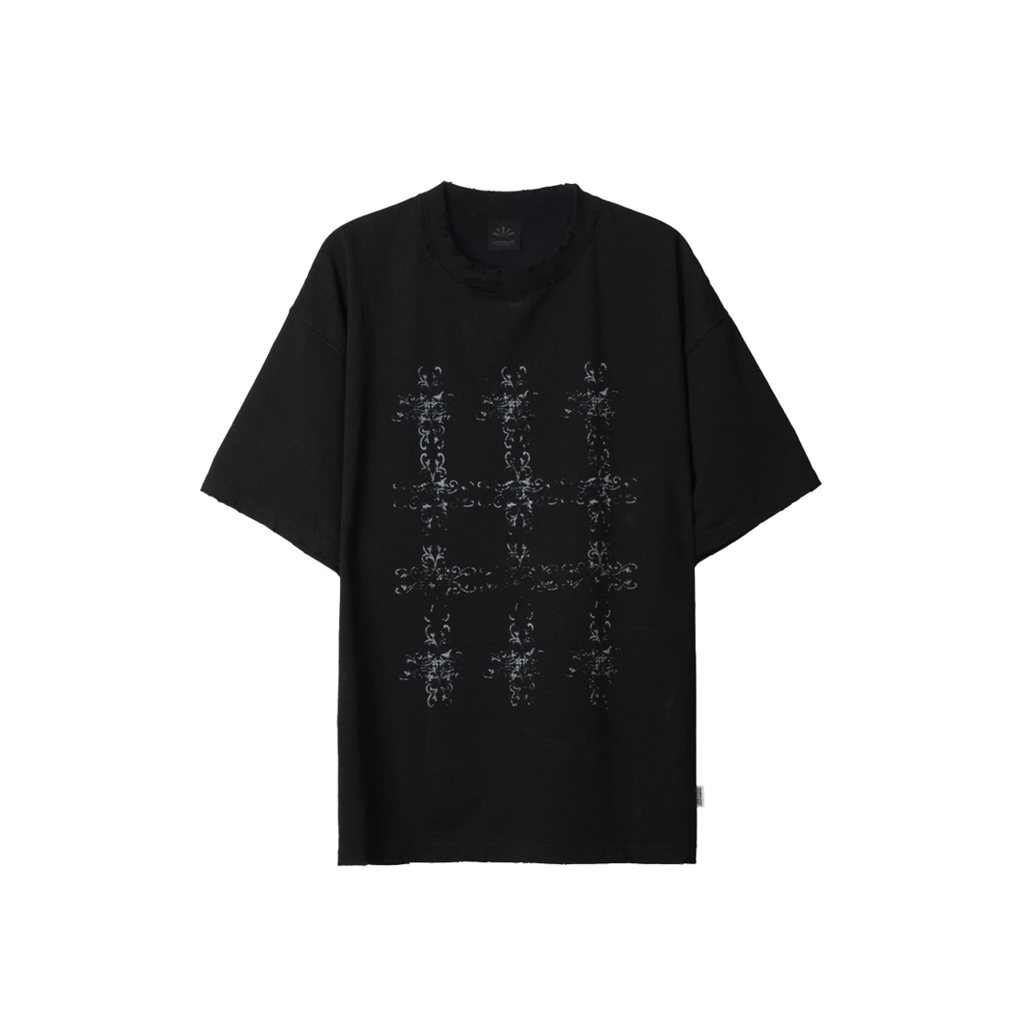 게더레이지 올드 엠블럼 데미지 티 블랙(Gatherlazy Old Emblem Damage Tee Black)