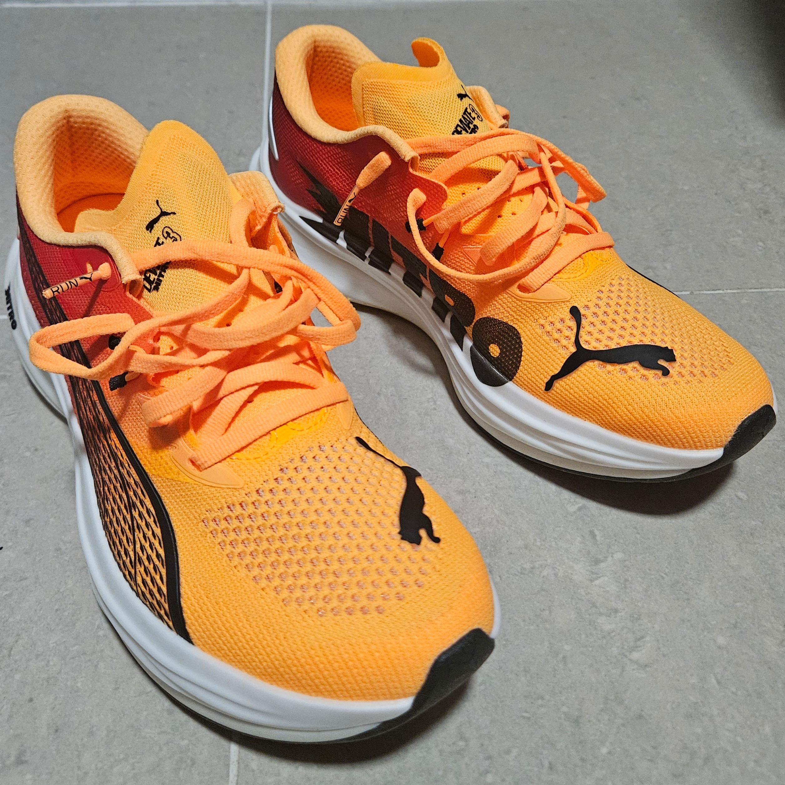 Puma Deviate Nitro 3 Fade Sun Stream Sunset Glow 착용 스타일