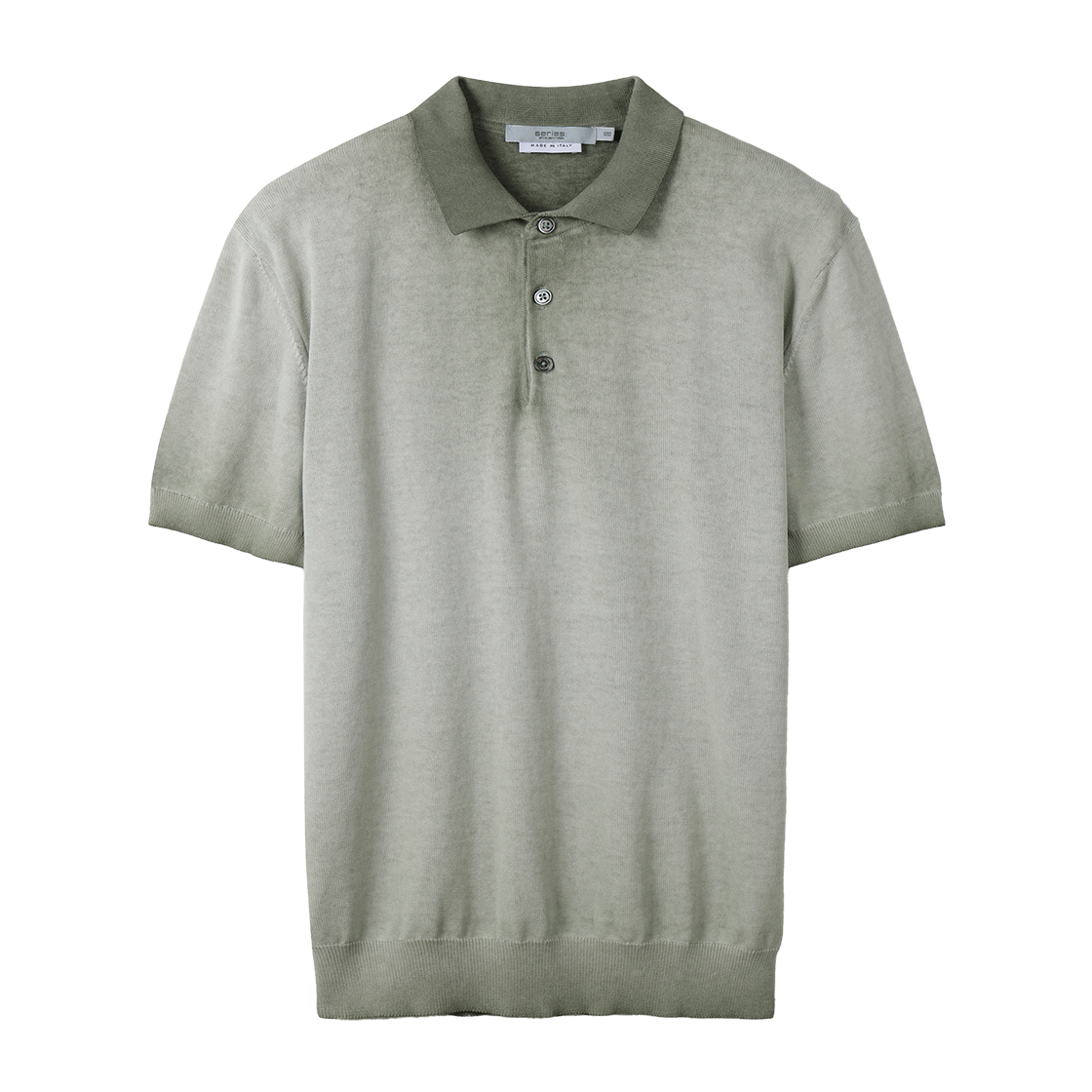 시리즈 이탈리 메이드 다잉 하프 슬리브 폴로 스웨터 카키(Series Italy Made Dyed Half Sleeve Polo Sweater Khaki)