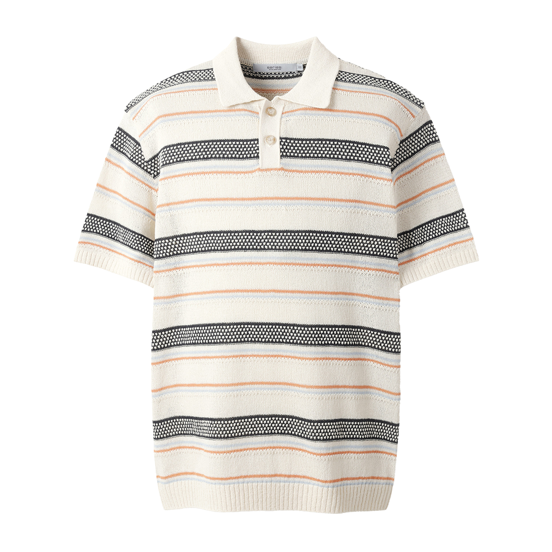 시리즈 한지 패턴 하프 슬리브 폴로 스웨터 아이보리(Series Hanji Pattern Half Sleeve Polo Sweater Ivory) - 1