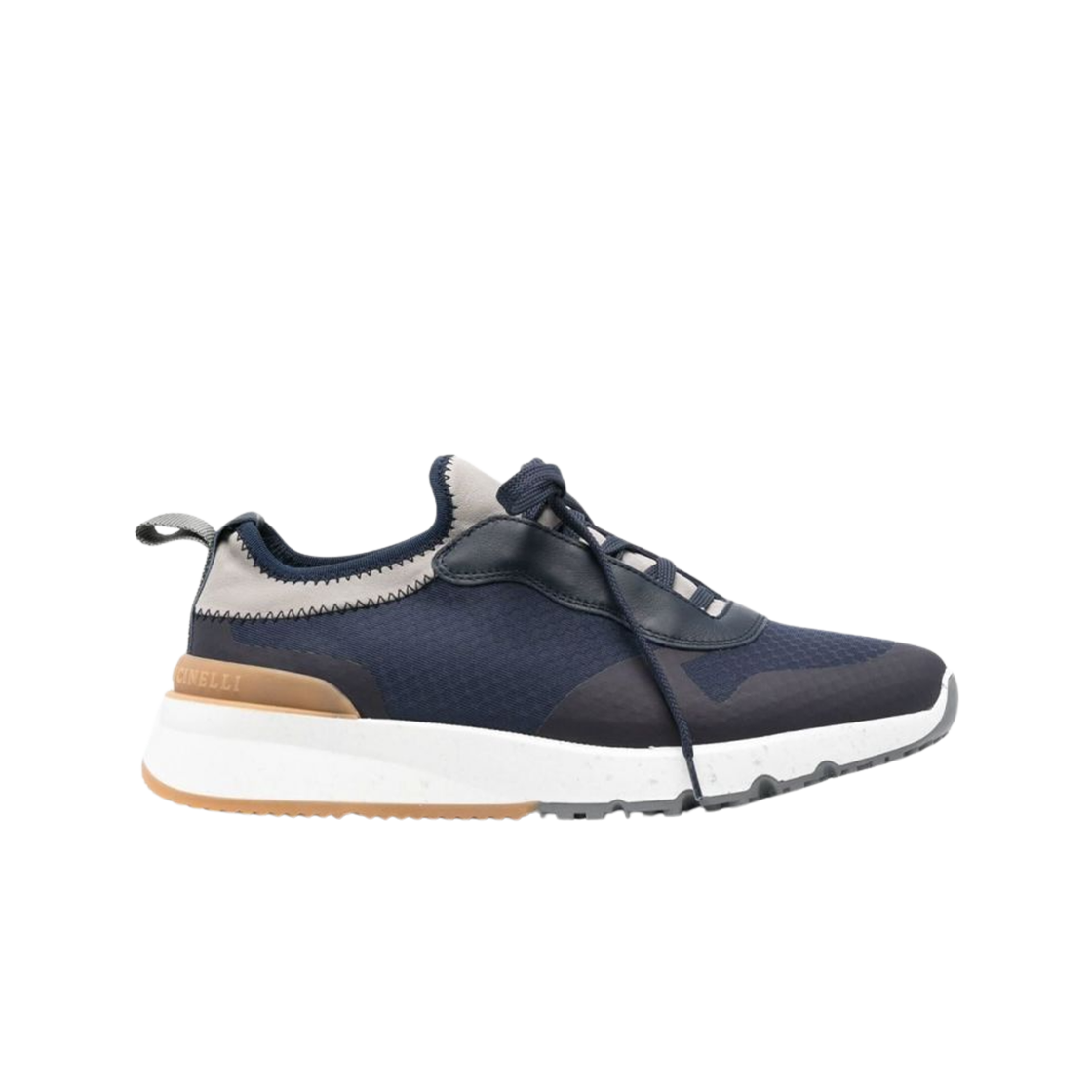 브루넬로 쿠치넬리 컬러 블록 로우 탑 스니커즈 네이비 블루(Brunello Cucinelli Colour Block Low Top Sneakers Navy Blue) - 1