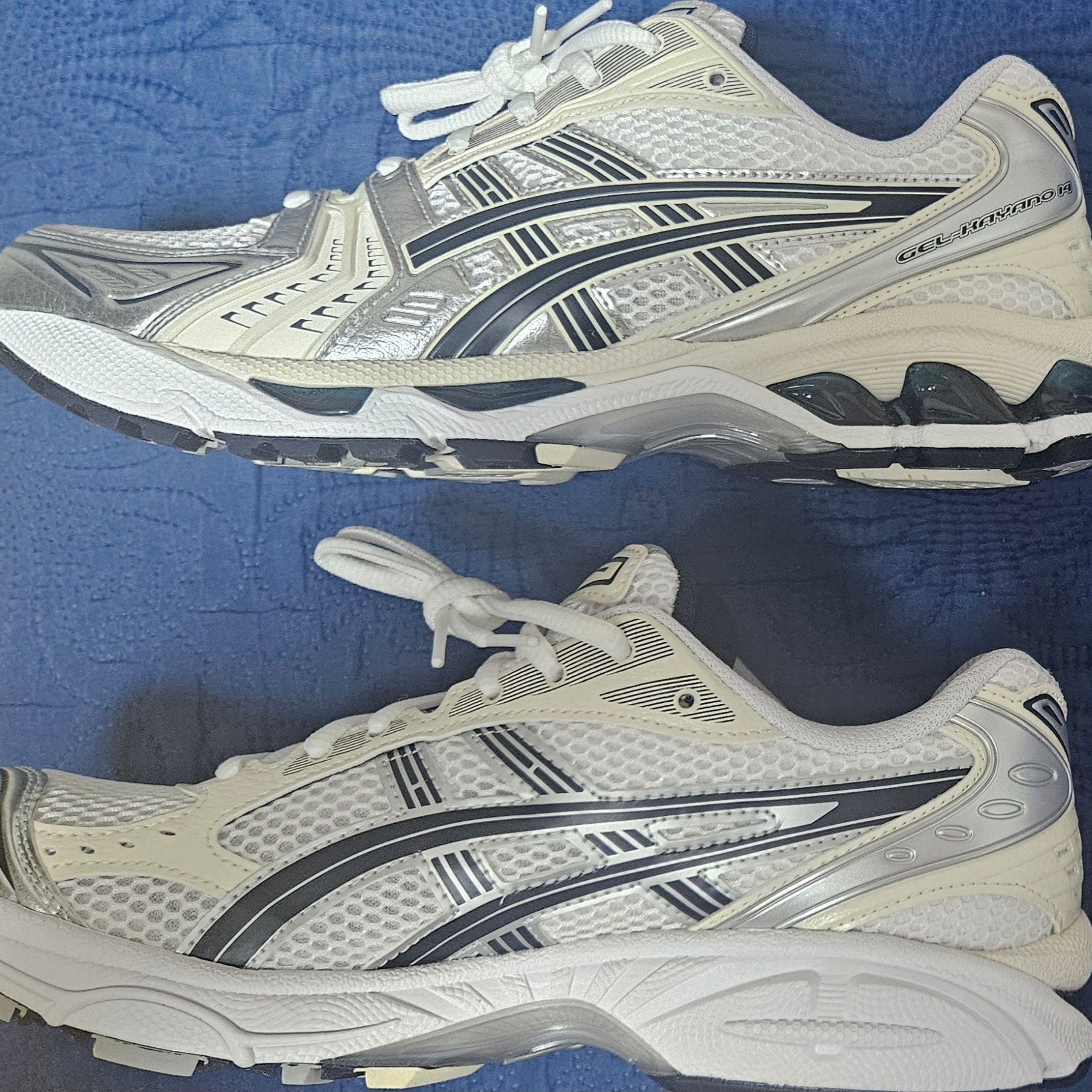 (W) Asics Gel-Kayano 14 White Midnight 착용 스타일 - 2