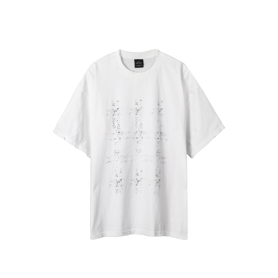 25EP04TS07IV Gatherlazy Old Emblem Damage Tee Ivory