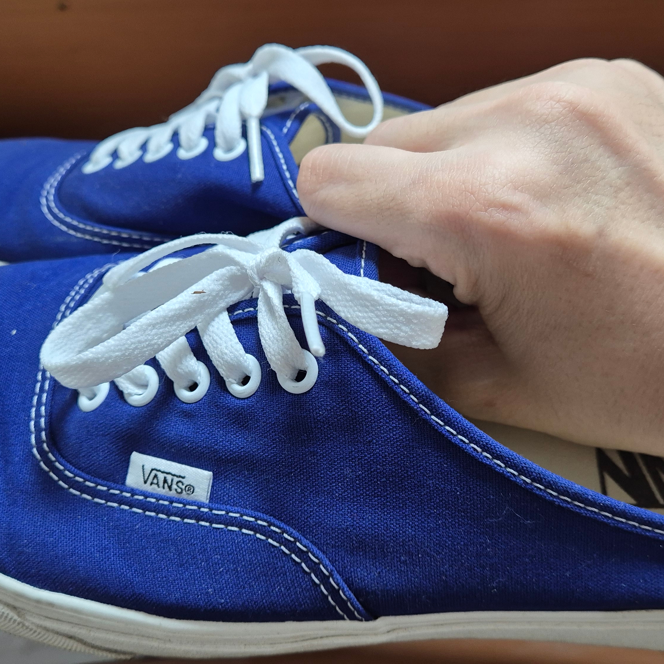 Vans Canvas Authentic Mule Blue 착용 스타일