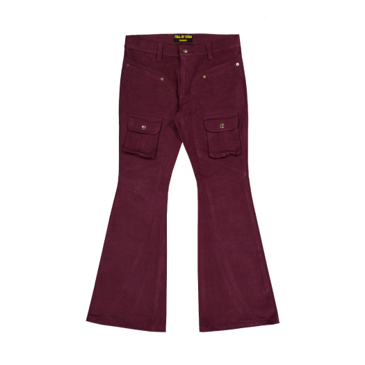 25SS-04(1912504) Full of Ssun Curved Cargo Flare Pants Wine
