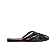 (W) Alaia Fishnet Infradito Flat Mule Black
