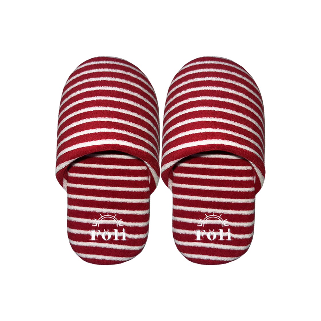 Terry Stripe Room Shoes Red Foli Terry Stripe Room Shoes Red
